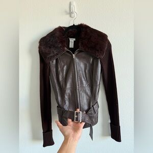 Y2K Cache brand leather sweater jacket